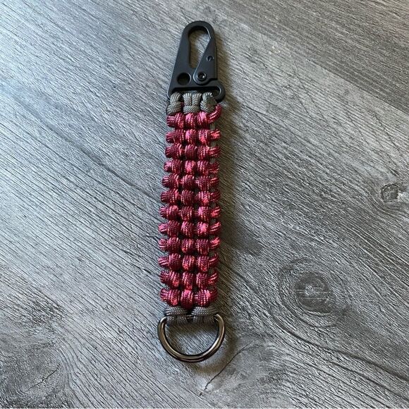 Paracord Keychain Handmade USA NEW Pink Burgundy Gray Black Silver - Picture 3 of 9
